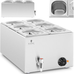 Bain-marie ēdiena sildītājs sildīšanas bufete 6 x GN 1/6 600 W