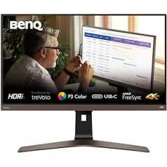 BenQ monitorius EW2880U (28 colių, 4K UHD, IPS, P3 spalvų erdvė, USB-C įkrovimas, DP/HDMI, reguliuojamas aukštis) Suderinamas su MacBook