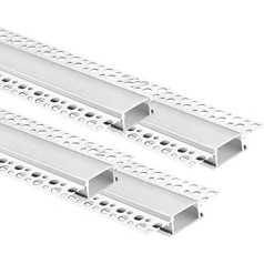 Besseto LED Drywall profils 4 iepakojumā 3,3 pēdas/1 metrs, drywall LED sloksnes alumīnija profils, bezmalu uzstādīšanas LED profili 8-27 mm platām LED sloksnēm