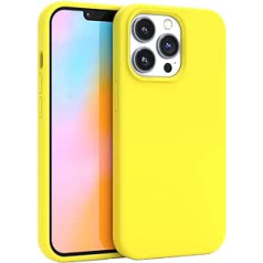 Чехол FELONY CASE для iPhone 13 Pro Max — неоновый желтый силиконовый чехол для телефона, жидкий силикон с подкладкой из микрофибры, устойчивой к царап
