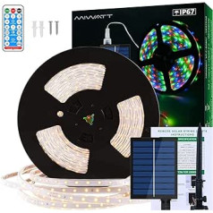 MIWATT Solar 10 m LED sloksne, silti baltas LED sloksnes, LED sloksnes ar 17 pogām, RF tālvadības pults, 560 LED, apgaismojums mājai, ballītei, virtuvei