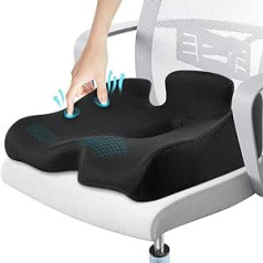 Benazcap atminties sėdynės pagalvėlė biuro kėdei, išialgijai, nugaros skausmui, atminties putoms, tvirta uodegikaulio pagalvėlė, skirta automobilių vežimėliui žaidimų kėdės biuro kėdei (juoda)
