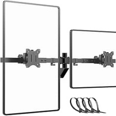 PUTORSEN Monitor Wall Mount 2 Monitors, for Ultra Wide 24-38 Inch Screens up to 10 kg, Fully Adjustable Dual Monitor Mount Wall, Monitor Mount 2 Monitors Wall, VESA 75/100 mm, Black