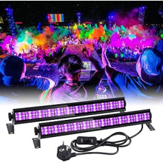 Litake UV Black Light, iepakojumā 2 36 W 12 LED melns gaismas josla 390-400 nm UVA klases viļņu garuma LED melnas gaismas ar 1,5 m barošanas kabeli Helovīnam, ķermeņa apgleznošanai, skatuves un ballīšu dekorēšanai