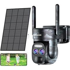 [8 x Zoom Hybrid] 4K 5dB bezvadu āra drošības kamera Bezvadu saules 360 PTZ IP kamera ar saules paneļa automātisko novērošanu AI nakts redzamības krāsu sirēna divvirzienu