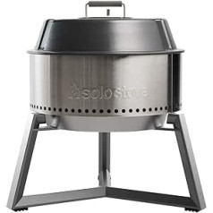 Solo Stove pārnēsājams kokogļu grils, komplektā ir pamatne, grila vāks, grila rīks, aizsargapvalks, 1,8 kg kokogles, izgatavots no 304 nerūsējošā tērauda/auksti velmēta tērauda, (A x P) 74,7 x 55,9 cm ar pamatni