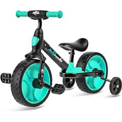 Afranti 4-in-1 vaikiškas balansinis dviratis, triratis vaikams nuo 1,5 iki 5 metų, berniukams, mergaitėms, bėgimo dviratis vaikams, vaikiškas triratukas su stabilizatoriais ir reguliuojama sėdyne