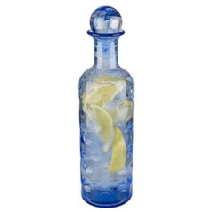 APS Iceblue 10723 Glass Carafe for Water and Lemonade, Glass Ball Closure, Glass Container (Diameter x Height): 8 x 30 cm, Bottle with Stopper and Silicone Seal, Glass Art, 0.8 Litres, Blue