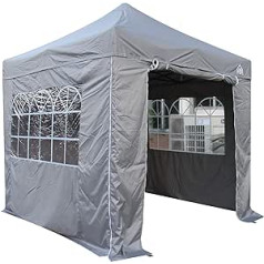 All Seasons Gazebos 2.5m x 2.5m Metallic Grey Heavy Duty Waterproof Pop Up Gazebo with 4 Premium Sidewalls