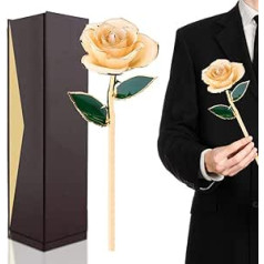 FILFEEL rožė, 24K šampano rožė su pakavimo dėžute, romantiška asmeninė mylinti gėlių dovana žmonai merginai gimtadienis Motinos dienos vestuvių metinėms