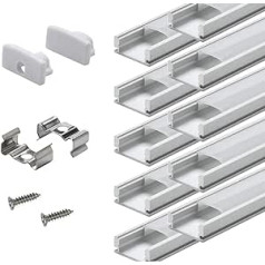 StandlandLed alumīnija LED profils — 40 x 1 m alumīnija profila U forma LED sloksnēm ar pilnīgiem montāžas piederumiem