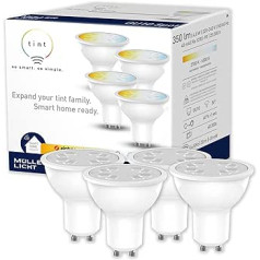 tonis Müller-Licht 4040061 Smart LED spuldzes GU10 Reflektors Balts (balti toņi 2700-6500K) Aptumšojams 5 W Aizstāj >50 W lampu Zigbee darbojas ar Alexa