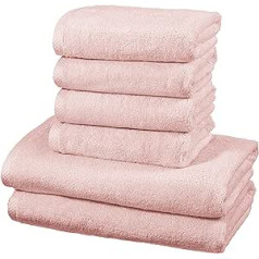 Amazon Basics — набор быстросохнущих полотенец, 2 банных полотенца и 4 полотенца для рук — розовый цвет, 100% хлопок