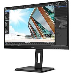 AOC 24P2Q — 24 collu FHD monitors, regulējams augstums (1920 x 1080, 75 Hz, VGA, DVI, HDMI, DisplayPort, USB centrmezgls) Melns