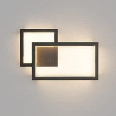 Klighten 24 W LED iekštelpu sienas gaisma, 1960 lūmeni, 41 cm, moderns dekoratīvs sienas apgaismojums, sienas apgaismojums guļamistabai, viesistaba, kāpnes, silti balts 3000 K, 110-240 V, melns