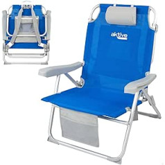 AKTIVE 62633 Beach Chair XXL High Resistance 120 kg with Rear Bag Aluminium + Textilene 2 x 1