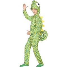 Fiestas Guirca Chameleon Unisex kombinezonas vaikams - Žalias Iguanos Kombinezonas - Driežas Pižama Vaikiškas Onesie berniukams ir mergaitėms - Gyvūnų kombinezonas Karnavalui, Puošni suknelė, Žalia