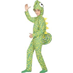 Fiestas Guirca Chameleon Unisex Jumpsuit for Children - Green Iguana Cuddly Suit - Lizard Pyjamas Children's Onesie Boys and Girls - Animal Jumpsuit Costume for Carnival, Fancy Dress, Green