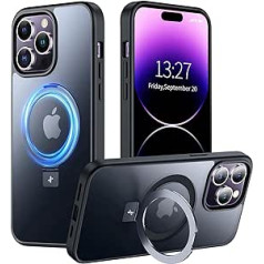 AZONE MagicStand iPhone 14 Pro dėklas, skirtas MagSafe su nematomu stovu [stipria magnetine jėga] Atsparus smūgiams, įbrėžimams atsparus apsauginis dėklas Neslystantis matinis mobiliojo telefono dėklas iPhone 14 Pro dėklas – juodas