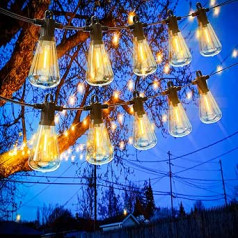 30 m Outdoor Fairy Lights, LED Fairy Lights, Outdoor Power ar 50 + 2 silti baltām ST38 neplīstošām spuldzēm, IP65 ūdensizturīgs āra Fairy Lights dārzam, iekšpagalmam, kāzām, ballītēm, bistro, balkonam