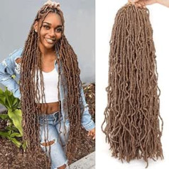 Xtrend 18 collas/45,7 cm 21 šķiedras/iepakojums ar cilpu, dabīgs melns, mīksts Nu Locs, tamborētas bizes, mati sintētiski, mīksti dreadi.