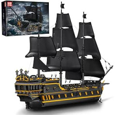 Mold King 13186 Black Pearl Pirate Ship celtniecības bloki rotaļlietu komplekts, 5266 gabali, liels pirātu kuģis pieaugušajiem, MOC buru kuģa modeļa komplekts dāvana