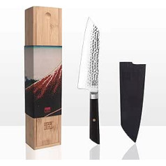 KOTAI Santoku Bunka šefpavāra nazis ar Saju un bambusa kastīti | 17 cm Asmens | Virtuves nazis | Ar roku kalti un asināti | Japāņu Ultra Sharp 440C nerūsējošais tērauds