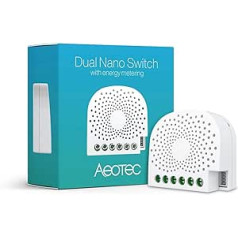 Aeotec Dual Nano Switch su energetine funkcija | 2-fach Z-Wave Unterputz Lichtschalter für alle Schalterserien | Relais Ein-& Ausschalter | Smart Home Wandschalter, Schwarz