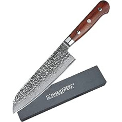 SCHNEIDWERK Santoku Damaskas nazis, Virtuves nazis, 18 cm asmens garums, 67 slāņi nerūsējošais tērauds Damaskas tērauds, ļoti ass, Damaskas tērauds, nerūsējoša LI sērija