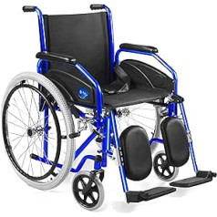 AIESI® Wheelchair Foldable Lightweight Self-Propelled with Raised and Adjustable Footrests Agila Evolution Plus, Removable Armrests, Safety Belt, Inflation Pump