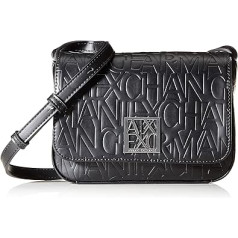 Armani Exchange sieviešu regulējama plecu siksna, reljefs logotips visā Crossbody Medium, melns (nero-melns), melns (Nero - melns)