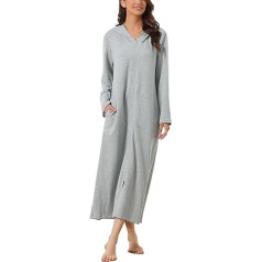 Cheibear женский халат с молнией спереди и капюшоном, домашнее платье, ночная рубашка, домашнее пальто, толстовка, длинная домашняя одежда, хал