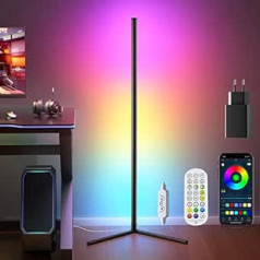 bedee RGB LED Dimmable Floor Lamp for Living Room, 165 cm Corner Lamp with Remote Control & App Control, Colour Changing Floor Lamp for Bedroom, Playroom & Party Decoration