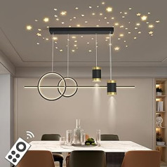 LED dimmbar Pendelleuchte Modern 45W Neu Entwurf sternenklar Himmel Hängelampe mit Fernbedienung Pendellampe höhenverstellbar kreativ Hängeleuchte lampe für Esstisch Esszimmer Wohnzimmer (Schwarz)