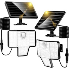 Kasonic Solar-Außenleuchten, 6500K LED Sicherheitsleuchten mit 3 Modi, Wetterfeste Wandlampen für Garage Hof Terrasse, 2 Stück