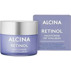 ALCINA Retinol nakts krēms - 1 x 50 ml - Intensīvs, barojošs sejas krēms gludākai un tvirtākai ādai - Veicina šūnu atjaunošanos miega laikā - Ar hialuronskābi un šī sviestu