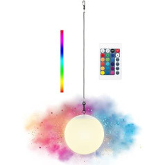 SCHWAIGER 660173 Saules iekarināmā lampa lodveida gaisma Dārza laternas gaisma lietošanai ārpus telpām RGB LED aptumšojams silti balts IP44 mikro USB ar tālvadības pulti un balstiekārtu