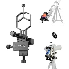 APEXEL 3 asu metāla teleskopiskais mobilā tālruņa adapteris ar tālvadības slēdža atbrīvošanu XYZ ass augstas precizitātes fotoadapteris, kas ir savietojams ar binokļiem, monokulāriem un mikroskopiem, teleskopiskais adapteris visiem