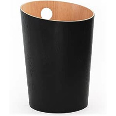 Kazai.® Bennet Design Waste Paper Bin | Unique Design for Office, Bedroom, Children's Room etc. | Waste Bin Made of Real Wood Veneer | Black