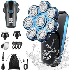 Bald Razor Men's Electric 8D Head Shaver Bald for 0.0 mm, Electric Shaver Wet and Dry Razor IPX6 Waterproof LCD Display Beard Nose Hair Trimmer Care Kit USB Charging