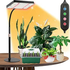 FRGROW LED augu lampa, UV-IR pilna spektra augu gaisma iekštelpu augiem, augu gaismas LED 200 W, pilna spektra augu lampa 208 LED, augšanas lampa augiem, margrietiņas ķēdes funkcijas taimeris