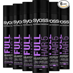 Syoss Matu laka matu laka Full Hair 5 Hold Level 4 (6 x 400 ml), īpaši stipra matu ieveidošana redzamam matu kuplumam un matu sabiezēšanas efektam, matu apjoma laka nodrošina līdz pat 48 stundu noturību