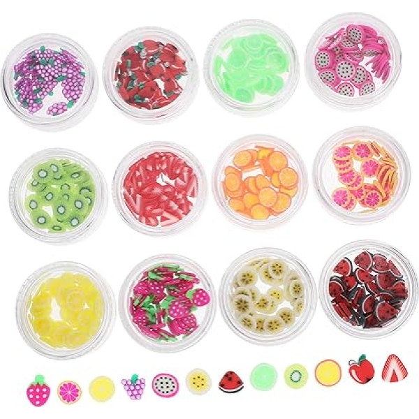 ‎Minkissy minkissy 2 komplekti mākslīgo gļotu, kas izgatavoti no sveķu augļu diskiem Nail Art Resin Beads Flatback Resin rotājumi ar plakanu aizmugurējo nagu augļu diski ar augļu diskiem ar augļu 3d zirgu nagiem