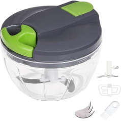 Bugucat Onion Chopper Manual Onion Chopper 520 ml with Pulley, Onion Chopper 3 Stainless Steel Blades, Multi Chopper Small Vegetable Cutter Onion Chopper for Vegetables Fruit Nuts Garlic