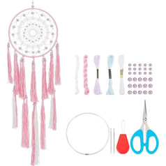 INFUNLY DIY rozā sapņu ķērāju komplekts Boho krelles sapņu ķērāju izgatavošanas komplekts Tassel Dream Catcher Hanging Ornament iekļauts guļamistabai Dzīvojamā istaba Mājas dekors