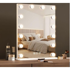 Hansong Illuminated Make-Up Mirror with Lighting Hollywood Mirror with 14 LED Lights and 10x Magnification Black Makeup Mirror with Lighting