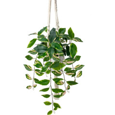 Hollyone Hanging Artificial Ivy in White Pots, Artificial Plants Like Real Green Leaves Fake Hanging Plant for Home, Office, Bedroom, Living Room Decoration