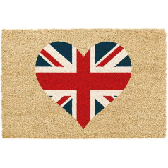 CKB LTD Union Jack Flag sirds formas durvju paklājiņi Unikāli priekšējo un aizmugurējo durvju paklājiņi ar neslīdošo PVC pamatni Dabīgie kokosšķiedras iekštelpu āra durvju paklājiņi