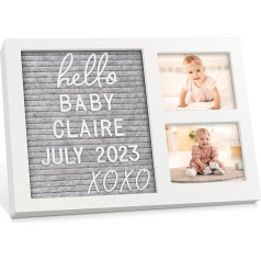 Baby Handprint and Footprint Set with Felt Letterboard - Baby Picture Frame for Footprint Baby, Handprint Baby, Newborn Baby Imprint Set, Personalised Gifts Baby (Alpine White)