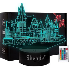 Shenjia Harija Potera Hogvartsa pils - 3D lampa ar RGB akrila LED gaismām, kas maina krāsu, bērnistabas dekorēšanai, dāvanas faniem